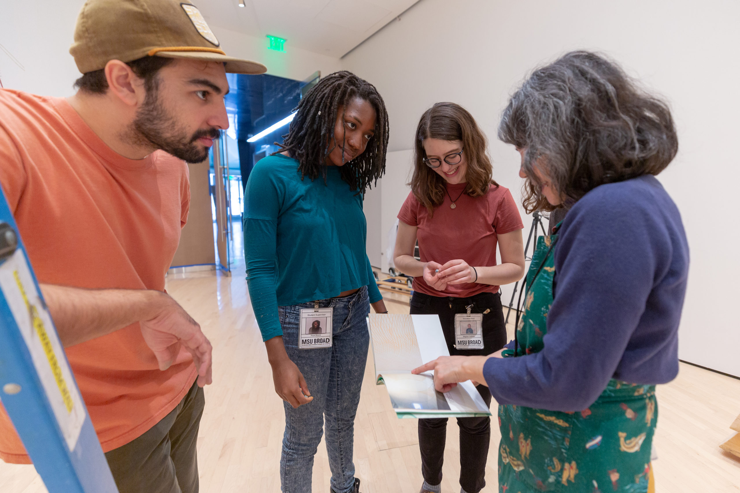 Faculty and students in discussion at the Broad Museum