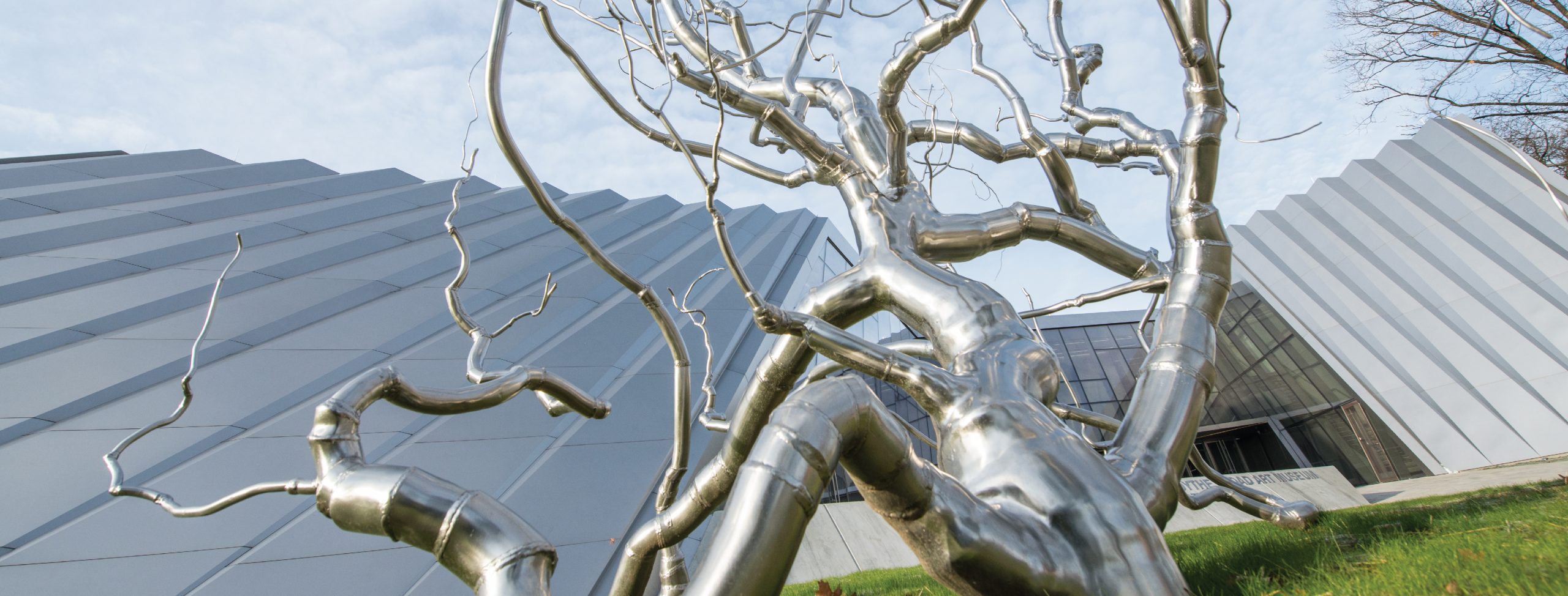 A sculpture at Broad Museum by Roxy Paine