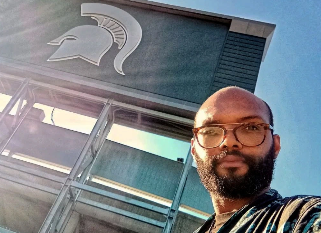 Vadu Rodrigues outside Spartan Stadium.